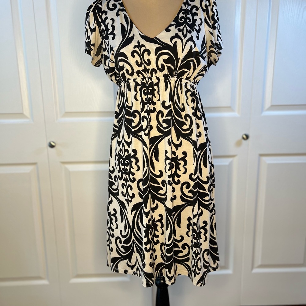 R Rouge Black and Cream V neck Dress - Picture 3 of 14